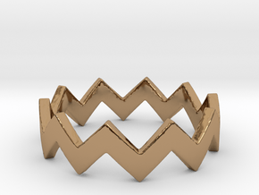 Zig Zag Wave Stackable Ring Size 4 in Polished Brass