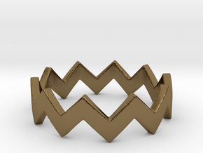 Zig Zag Wave Stackable Ring Size 4 in Polished Bronze
