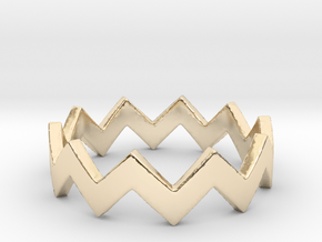 Zig Zag Wave Stackable Ring Size 4 in 14k Gold Plated Brass