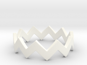 Zig Zag Wave Stackable Ring Size 4 in White Processed Versatile Plastic