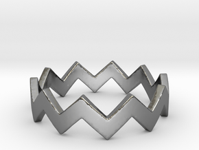 Zig Zag Wave Stackable Ring Size 5 in Fine Detail Polished Silver