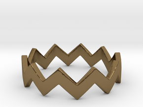 Zig Zag Wave Stackable Ring Size 5 in Polished Bronze