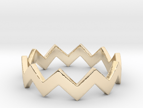 Zig Zag Wave Stackable Ring Size 5 in 14k Gold Plated Brass