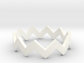 Zig Zag Wave Stackable Ring Size 5 in White Processed Versatile Plastic