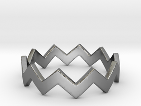 Zig Zag Wave Stackable Ring Size 6 in Fine Detail Polished Silver