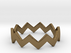Zig Zag Wave Stackable Ring Size 6 in Polished Bronze