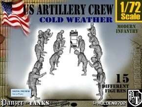 1-72 US Artillery Crew Cold Weather in Smooth Fine Detail Plastic