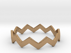 Zig Zag Wave Stackable Ring Size 11 in Polished Brass