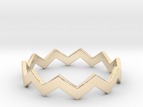 Zig Zag Wave Stackable Ring Size 11 in 14k Gold Plated Brass