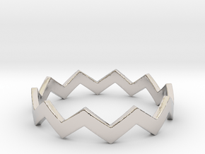 Zig Zag Wave Stackable Ring Size 11 in Rhodium Plated Brass