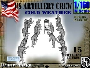 1-160 US Artillery Crew Cold Weather in Tan Fine Detail Plastic