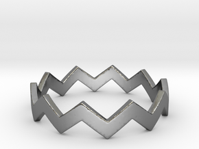 Zig Zag Wave Stackable Ring Size 9 in Fine Detail Polished Silver