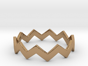 Zig Zag Wave Stackable Ring Size 9 in Polished Brass