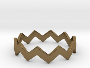Zig Zag Wave Stackable Ring Size 9 in Polished Bronze