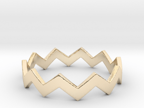 Zig Zag Wave Stackable Ring Size 9 in 14k Gold Plated Brass