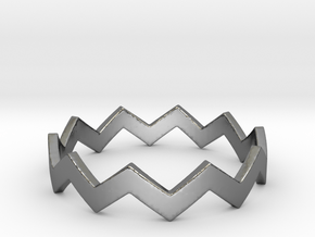 Zig Zag Wave Stackable Ring Size 10 in Fine Detail Polished Silver