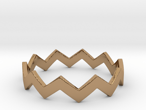 Zig Zag Wave Stackable Ring Size 10 in Polished Brass