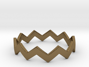 Zig Zag Wave Stackable Ring Size 10 in Polished Bronze