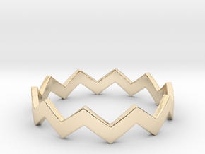 Zig Zag Wave Stackable Ring Size 10 in 14k Gold Plated Brass