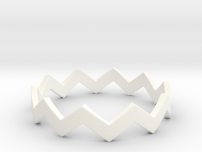 Zig Zag Wave Stackable Ring Size 10 in White Processed Versatile Plastic