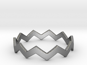 Zig Zag Wave Stackable Ring Size 12 in Fine Detail Polished Silver