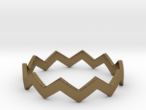 Zig Zag Wave Stackable Ring Size 12 in Polished Bronze