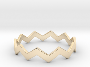 Zig Zag Wave Stackable Ring Size 12 in 14k Gold Plated Brass