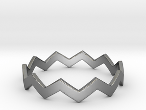 Zig Zag Wave Stackable Ring Size 13 in Fine Detail Polished Silver
