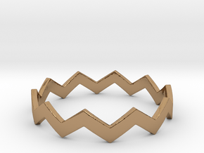 Zig Zag Wave Stackable Ring Size 13 in Polished Brass