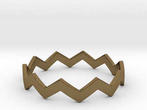 Zig Zag Wave Stackable Ring Size 13 in Polished Bronze
