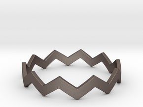 Zig Zag Wave Stackable Ring Size 13 in Polished Bronzed Silver Steel