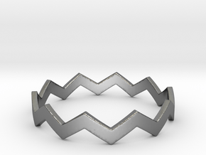 Zig Zag Wave Stackable Ring Size 14 in Fine Detail Polished Silver