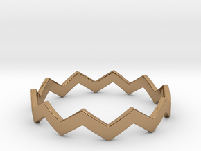 Zig Zag Wave Stackable Ring Size 14 in Polished Brass