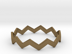 Zig Zag Wave Stackable Ring Size 14 in Polished Bronze