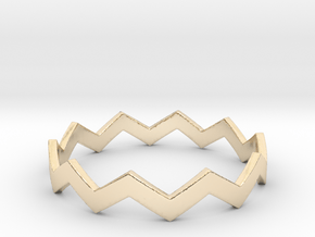 Zig Zag Wave Stackable Ring Size 14 in 14k Gold Plated Brass
