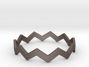 Zig Zag Wave Stackable Ring Size 14 in Polished Bronzed Silver Steel