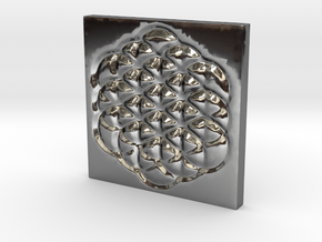 Flower of Life Square Pendant in Fine Detail Polished Silver