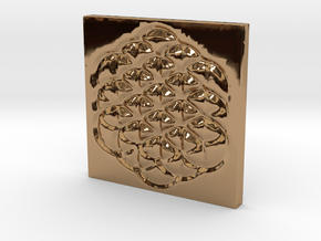 Flower of Life Square Pendant in Polished Brass