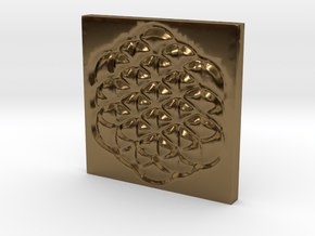 Flower of Life Square Pendant in Polished Bronze