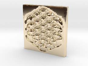 Flower of Life Square Pendant in 14k Gold Plated Brass