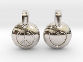 Peace & Love in Rhodium Plated Brass