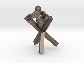 Cross in Polished Bronzed Silver Steel