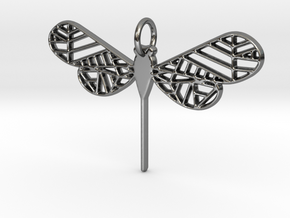 Geometric Dragonfly in Fine Detail Polished Silver