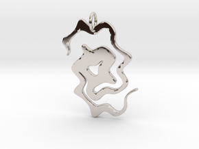 Abstract Pendant in Rhodium Plated Brass