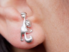 Squirrel Earrings in Natural Silver