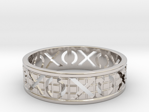 Size 10 Xoxo Ring A in Rhodium Plated Brass