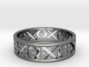 Size 10 Xoxo Ring A in Fine Detail Polished Silver