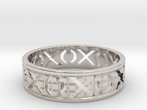 Size 11 Xoxo Ring A in Rhodium Plated Brass