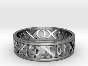 Size 12 Xoxo Ring A in Fine Detail Polished Silver