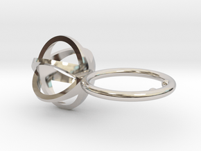 3D MINI STAR GLITZ SPARKLE RING - size 6 in Rhodium Plated Brass